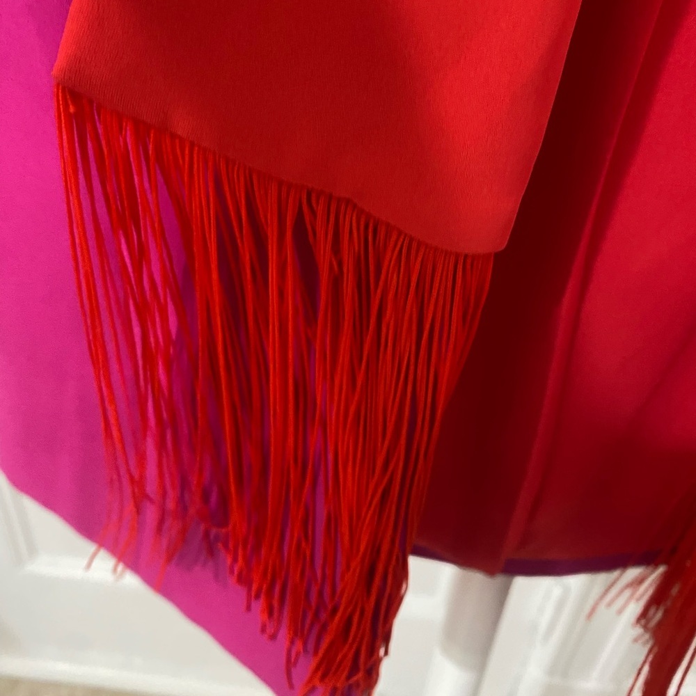 NISSA Vibrant Pink and Red Women's Jacket With Fringes - Picture 13 of 16